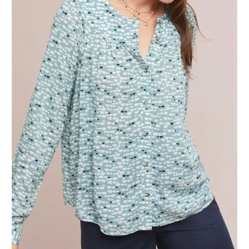 Anthropologie 24 of 52 conversations limited edition bear print button up top 2
